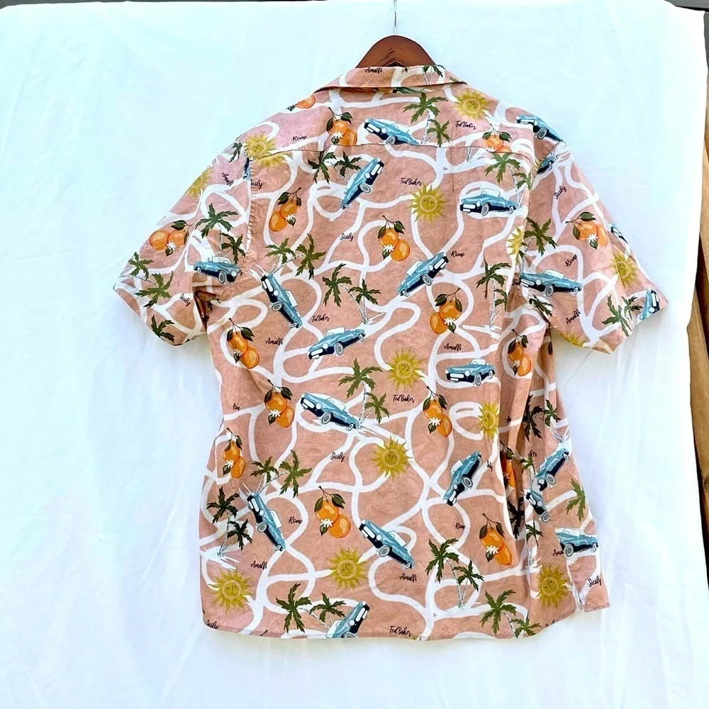 TED BAKER LONDON | UDON SHORT SLEEVE STRETCH BUTTON UP ROMAN HOLIDAY SHIRT XXL